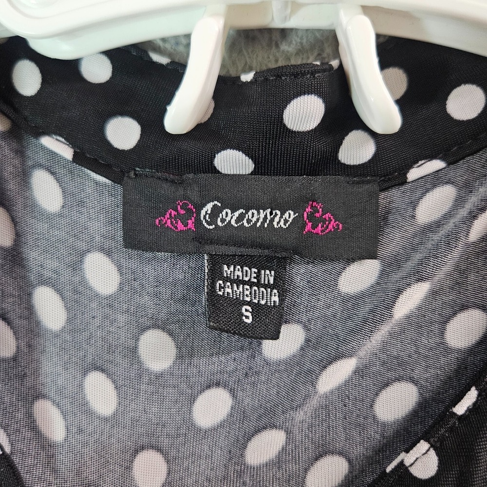 Cocomo Top Blouse Women Small Polka Dot White Black - Picture 4 of 9